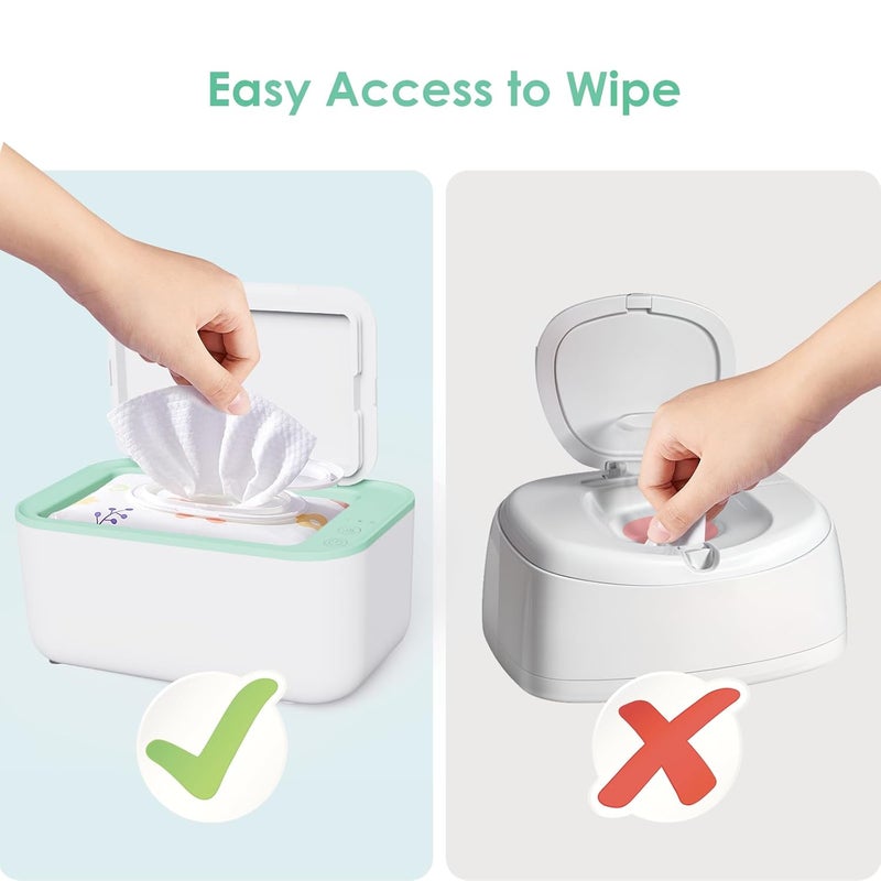 Kisdream Store Wipe Warmer Diaper Warmer Baby Wipe Warmer Dispenser: Wet Wipes Warmer Large Capacity - Wet Wipes Heater with Even Overall Heating Wipes Warmer for Newborn Wet Napkin Warmer for Wipes & Towel (Green) - Image 4